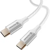 Swissten - Câble Textile II USB-C - USB-C (1,5m-blanc)