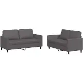 vidaXL Ensemble de canapés 2 pièces avec coussins Gris Similicuir