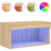 vidaXL Armoire TV avec lampes LED Chêne Sonoma 60x30x30 cm