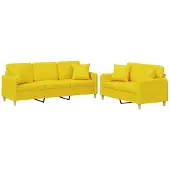 vidaXL Ensemble de canapés 2 pièces avec coussins Tissu jaune clair
