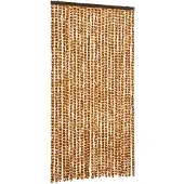 vidaXL Rideau anti-mouches ocre et blanc 100x230 cm chenille