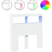 vidaXL Tête de lit LED avec étagères blanc 100x17x102 cm