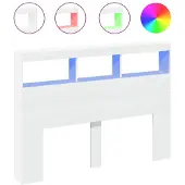 vidaXL Tête de lit LED avec étagères blanc 140x17x102 cm