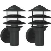 vidaXL Lampes murales d'extérieur 2 pcs. noir acier inoxydable