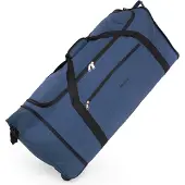 Hauptstadtkoffer blnbag M4 - Grand sac de voyage à roulettes XL avec 2 roulettes, sac à roulettes léger et pliable Travel Bag XXL bagages valise sac de voyage à roulettes 90L,bleu foncé
