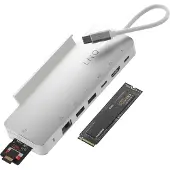 LINQ Pro Studio Hub Multiport USB-C 9-en-1 – Boîtier NVMe M.2 SSD 10Gbps, HDMI 4K, Ethernet, Lecteur de Cartes SD4.0 UHS-II