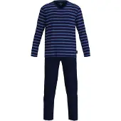 Götzburg Pyjama long bleu marine / azur / bleu pastel / rouge carmin