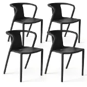 Oviala Lot de 4 chaises en plastique noir - Berlin