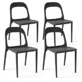 Oviala Lot de 4 chaises en plastique noir - Milan