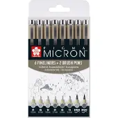 Bruynzeel Pigma Micron Fineliner Stylos techniques Grey 8 pièces