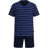 Götzburg Pyjama court azur / bleu foncé / rouge / blanc