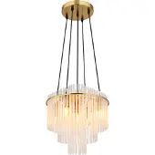 Globo Lighting Lustre, lampe à suspendre, tiges de verre opales, or, H 120 cm