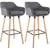 CLP lot de 2 tabourets de bar Grant velours