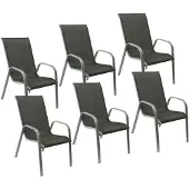 Happy Garden Lot de 6 chaises MARBELLA en textilène gris - aluminium gris
