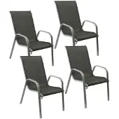 Happy Garden Lot de 4 chaises MARBELLA en textilène gris - aluminium gris