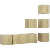 vidaXL Ensemble d'armoires TV 6 pièces en bois composite chêne Sonoma