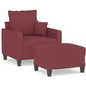vidaXL Fauteuil avec pouf vin rouge 60 cm Tissu