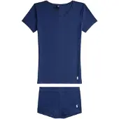 Ralph Lauren Pyjama ' Club Cotton ' bleu marine / blanc