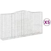 vidaXL Gabions avec arc surélevé 5 pcs. 400x50x200/220cm Fer galvanisé