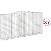 vidaXL Gabions avec arc surélevé 7 pcs. 400x50x200/220cm Fer galvanisé