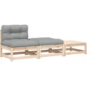 vidaXL Canapé de jardin sans accoudoirs avec coussins et tabourets