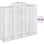 vidaXL Gabions avec arc surélevé 15pcs 200x50x160/180cm Fer galvanisé