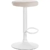 CLP Tabouret de bar Ponte, revêtement en velours crème, piètement blanc