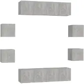 vidaXL Ensemble de 8 meubles TV en bois gris béton