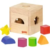 Goki Cube à trier en bois avec blocs