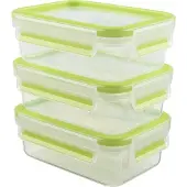EMSA Clip&Close lot de 3 boîtes fraîcheur 0,55 l, vert