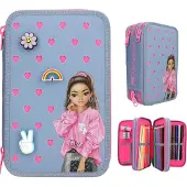 TOPModel trousse à crayons 3 compartiments avec pins en silicone