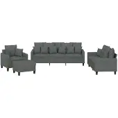 vidaXL Ensemble de canapés 4 pièces avec coussins Tissu gris foncé