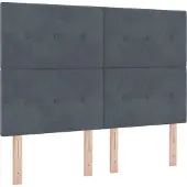 vidaXL Tête de lit LED avec bandes lumineuses LED gris 144 cm velours