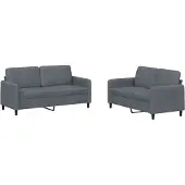 vidaXL Ensemble de canapés 2 pièces gris foncé velours