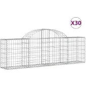 vidaXL Gabions avec arc surélevé 30 pcs. 200x30x60/80 cm Fer galvanisé