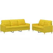 vidaXL Ensemble de canapés 2 pièces avec coussins Tissu jaune clair