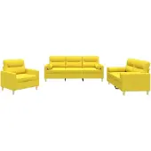 vidaXL Ensemble de canapés 3 pièces avec coussins Tissu jaune clair