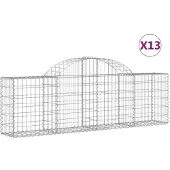 vidaXL Gabions avec arc surélevé 13 pcs. 200x30x60/80 cm Fer galvanisé