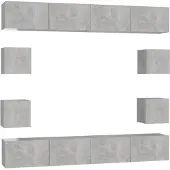 vidaXL Ensemble de 8 meubles TV en bois gris béton