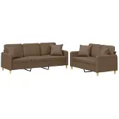 vidaXL Ensemble de canapés 2 pièces avec coussins Tissu brun