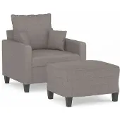 vidaXL Fauteuil avec pouf Taupe 60 cm Tissu