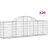vidaXL Gabions 20 pcs voûtés 200x30x60/80 cm en fer