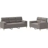vidaXL Ensemble de canapés 2 pièces avec coussins Tissu Taupe