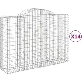 vidaXL Gabions avec arc surélevé 14pcs 200x50x140/160cm Fer galvanisé