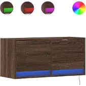 vidaXL Armoire TV murale avec lampes LED brun imitation chêne 80x31x38 cm