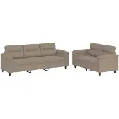 vidaXL Ensemble de canapés 2 pièces avec coussins Taupe microfibre tissée