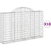 vidaXL Gabions avec arc surélevé 18pcs 200x30x120/140cm Fer galvanisé
