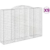 vidaXL Gabions avec arc surélevé 9 pcs. 300x50x200/220cm Fer galvanisé