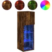 vidaXL Armoire TV avec lampes LED chêne fumé 30,5x30x90 cm