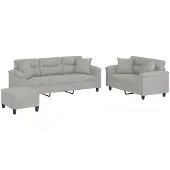vidaXL Ensemble de canapés 3 pièces avec coussins gris clair tissu microfibre